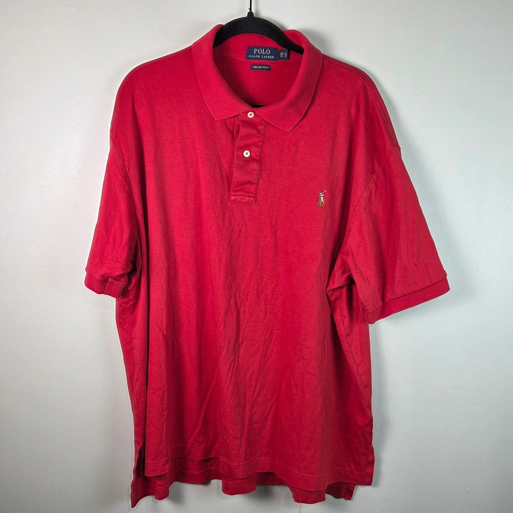 Polo Ralph Lauren Polo Shirt Mens 2XB Red Excellent Pima Soft Touch Big & Tall